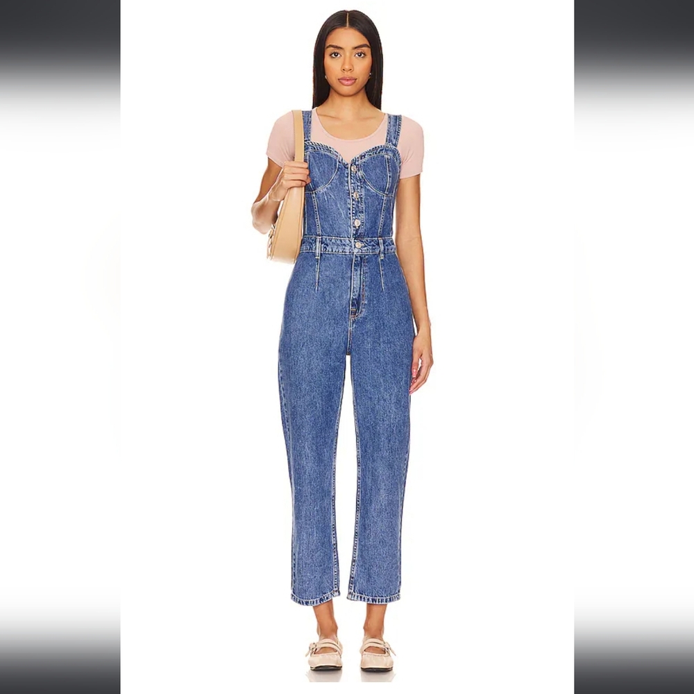 We The Free Blue Denim Jumpsuit